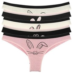 Donella Набор трусов бразилиана с принтом, 5 шт., размер S, микс