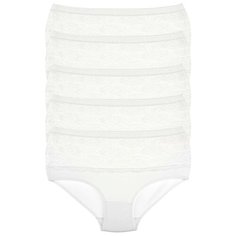 Donella Набор трусов слипы средней посадки с кружевным верхом, 5 шт., размер 3XL, белый