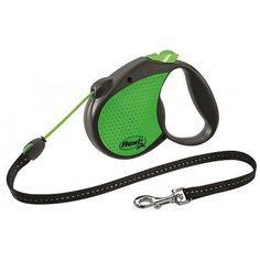Поводок-рулетка для собак Flexi Neon M черный/зеленый 5 м