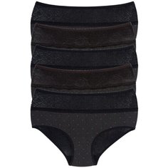 Donella Набор трусов слипы высокой посадки, 5 шт., размер 4XL, черный