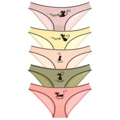 Donella Набор трусов слипы средней посадки с принтом, 5 шт., размер S, микс