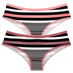 Donella Набор трусов полушорты с кружевом, 5 шт., размер S, микс
