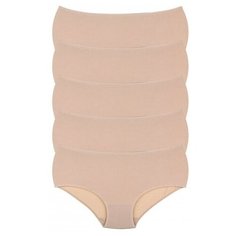 Donella Набор трусов слипы высокой посадки, 5 шт., размер 6XL, бежевый