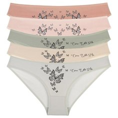 Donella Набор трусов слипы низкой посадки с принтом бабочки, 5 шт., размер L, микс