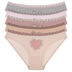 Donella Набор трусов слипы с принтом "Сердце", 5 шт., размер L, микс