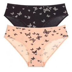 Donella Набор трусов слипы средней посадки, 2 шт., размер L, серый/розовый