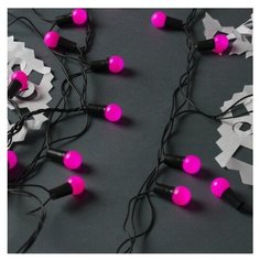 Гирлянда Luazon Lighting Нить с насадками Шарики большие d=1.5 см 185547/671564/671567 2000 см, 200 ламп, розовый/черный провод