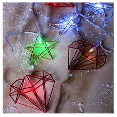 Гирлянда Luazon Lighting нить с насадкой Звезда и сердце 3590751 400 см, 20 ламп, бесцветный/серебристый