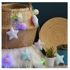 Гирлянда Luazon Lighting нить с насадкой Звезда и шарик 2 3590757 400 см, 20 ламп, розовый/голубой/белый провод