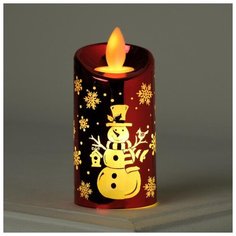 Свеча светодиодная Luazon Lighting Снеговик 9 см красный