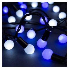 Гирлянда Luazon Lighting Decor нить Шарики d=1.5 см, 2000 см, 200 ламп, бело-синий/черный провод