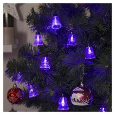 Гирлянда Luazon Lighting Нить с насадками колокол 8 режимов 4464610 500 см, 40 ламп, фиолетовый/темный провод