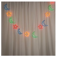 Гирлянда Luazon Lighting Бахрома DECOR Звезда и месяц 230 см (2314992), 120 ламп, мульти