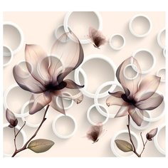 Фотообои латекс на флизелиновой основе Design Studio 3D Абстрактные магнолии 3х2.7м белый/розовый