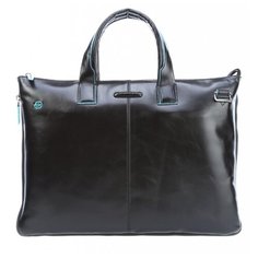 Сумка тоут PIQUADRO, натуральная кожа, черный