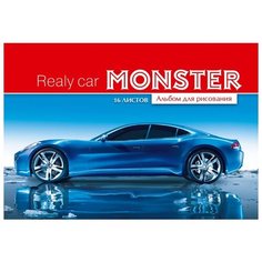 Альбом для рисования Prof-Press Ярко-синее авто 29.7 х 21 см (A4), 100 г/м², 16 л. Проф Пресс