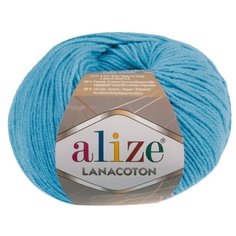 Пряжа Alize Lanacoton, 26 % шерсть, 26 % хлопок, 48 % акрил, 50 г, 160 м, 10 шт., 287 бирюзовый