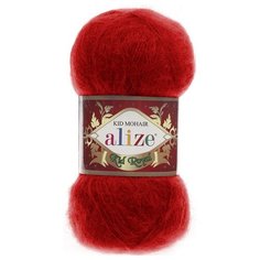 Пряжа Alize Kid Royal 50, 62 % мохер, 38 % полиамид, 50 г, 500 м, 5 шт., 56 красный