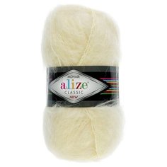 Пряжа Alize Mohair classic, 24 % шерсть, 25 % мохер, 51 % акрил, 100 г, 200 м, 5 шт., 01 кремовый