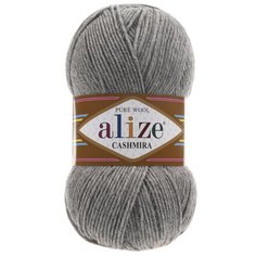 Пряжа Alize Cashmira, 100 % шерсть, 100 г, 300 м, 5 шт., 21 серый меланж