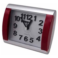 Часы настольные Sakura SA-8503 серебристый/бордовый