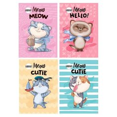 Блокнот А6,24л,клетка,скрепка,цвет.мелов.обл КОТЯТА Б24-6231 ассорт 6 штук Проф Пресс