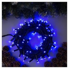Гирлянда Luazon Lighting Нить Pro 1000 см 3584097, 100 ламп, синий/черный провод