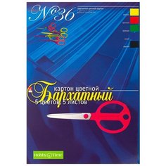 Картон цветной бархатный 5л.5цв,А4 ВИД1(набор 36) 11-405-176 2 штуки Альт