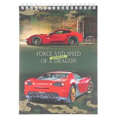 Блокнот А5 80л клетка,греб,обл.пластик.ГОНОЧНАЯ КРАСНАЯ МАШИНА Б80-1582 Проф Пресс