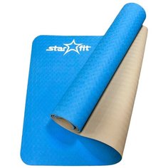 Коврик Starfit FM-201, 173х61х0.4 см синий/серый однотонный