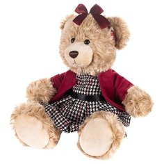 Мягкая игрушка Maxitoys Мишка Моника в красном жакете и клетчатом платье 20 см