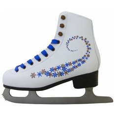 Фигурные коньки Novus AFSK-20 белый/синий/сине-коричневые звезды р. 33