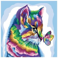 Danko Toys картина по номерам Котенок и бабочка 40х40 см