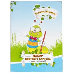 Картон цветной 10л,10цв,А4,двустор,Мультики 3 штуки Альт