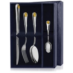 АргентА Набор столовый "Эгоист-Визит" с позолотой (4 пр)