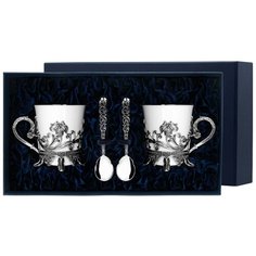 АргентА Набор чашек чайных "Цветочная"+ ложки (4 предмета)