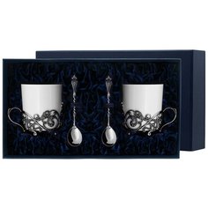 АргентА Набор чашек чайных "Витая"+ ложки (4 предмета)