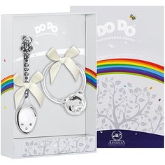 АргентА Набор д/малышей DODO "Мишка с бантом" (лож. Мишка с бантом с черн. + погр. Мишка на кольце) + футляр