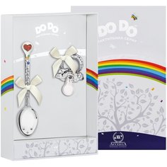 АргентА Набор детский DODO "Сердечко" (ложка Сердечко с эм. + пустышка) + футляр
