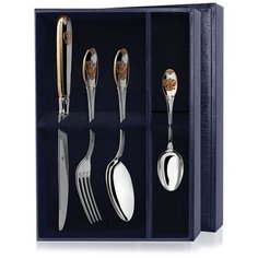 АргентА Столовый набор из серебра с позолотой "Единство" (4 шт.)