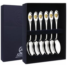 АргентА Набор чайных ложек "Единство" (6 предметов) с позолотой