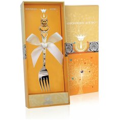 АргентА Вилка детская "Мишка с сердечками" с позолотой