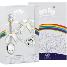 АргентА Набор д/малышей DODO "Мишка с бантом" (лож. Мишка с бантом ч/п с эм.+погр. Мишка на кольце) + футляр