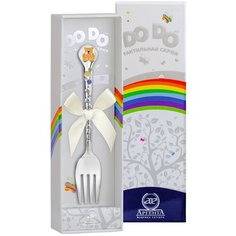 АргентА Вилка детская DODO "Медвежонок" с позолотой с оранжевой эмалью