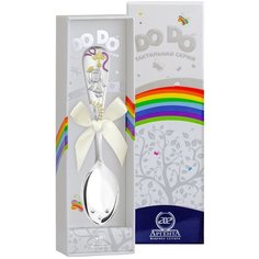 АргентА Ложка детская DODO "Крестильная" ч/п с розовой эмалью+ футляр