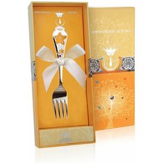 АргентА Вилка детская КД "Звезда" с позолотой с красной эмалью