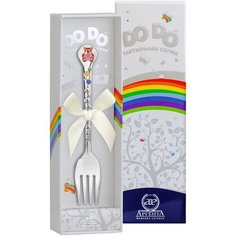 АргентА Вилка детская DODO "Медвежонок" с позолотой с малиновой эмалью