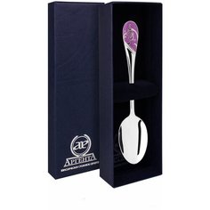 АргентА Ложка чайная "Кружевные узоры" "Сиреневые цветы" + футляр