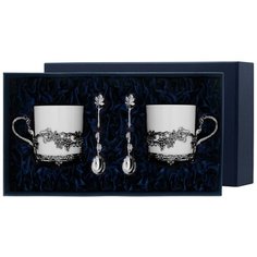 АргентА Набор чашек чайных "Виноград"+ ложки (4 предмета)