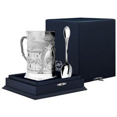 АргентА Набор д/чая "Спасская башня" гербовый черн. (3 пр.) + футляр